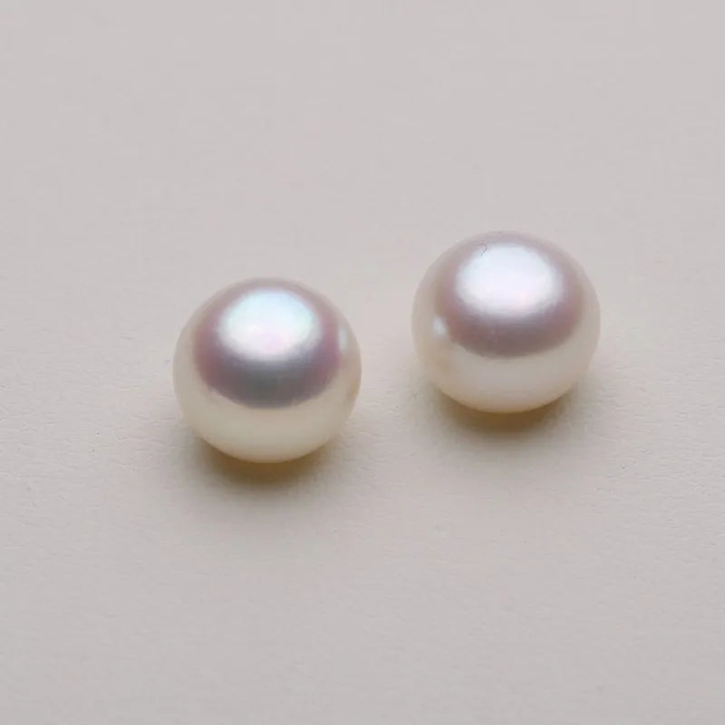 Zhuji Pearl 3-12mm Natural White Pink Purple Button Freshwater Loose Pearls for Jewelry Making Half-Drilled Hole