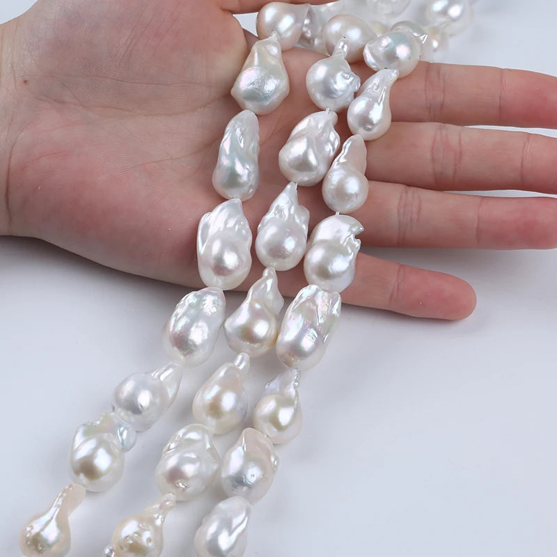 11-14mm C-AAA GRADE Natural BIG Baroque Loose White Pearl Strand