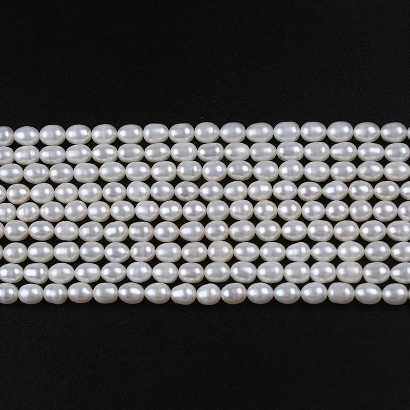 5-6mm Wholesale High Quality White Color Natural Freshwater Rice Shape Pearls Beads Strands