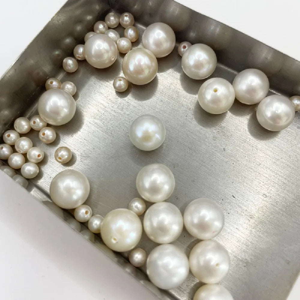 3A 2-11mm Freshwater Pearl Wholesale Round White Loose Half Hole Natural Pearls for Jewelry Making