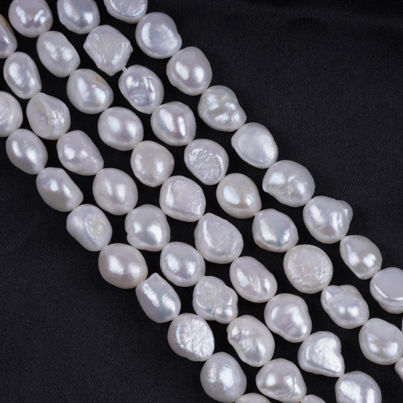 9-10mm AAAAA-B Grade Wholesale Natural White Freshwater Baroque Loose Pearls Strand