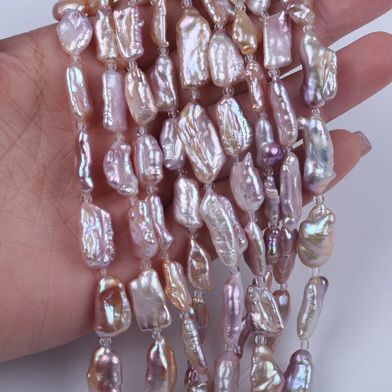 18cm 8-11mm natural freshwater biwa pearl beads for jewelry making
