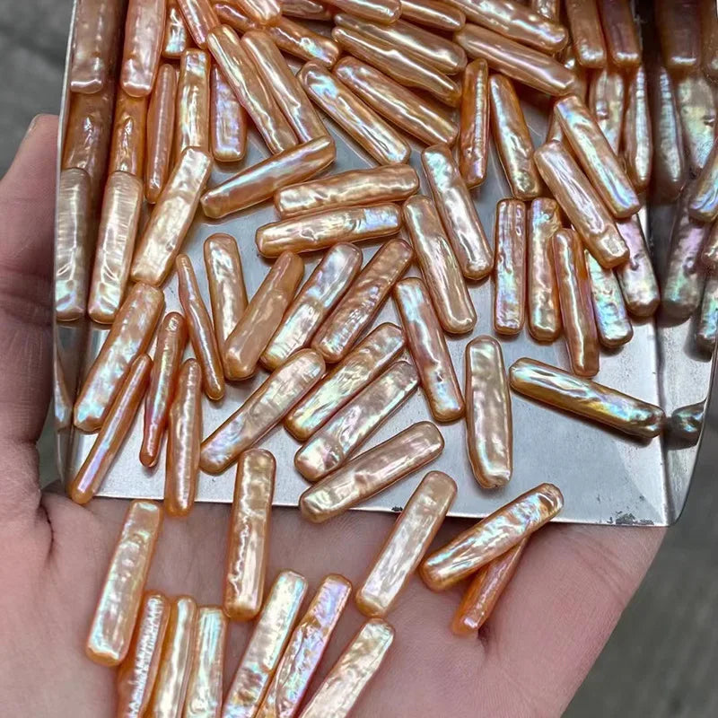 4A 6*24mm Small Rectangle Fresh water Pearls Long Stick Irregular Baroque Loose Freshwater Pearl Beads for Jewelry Making