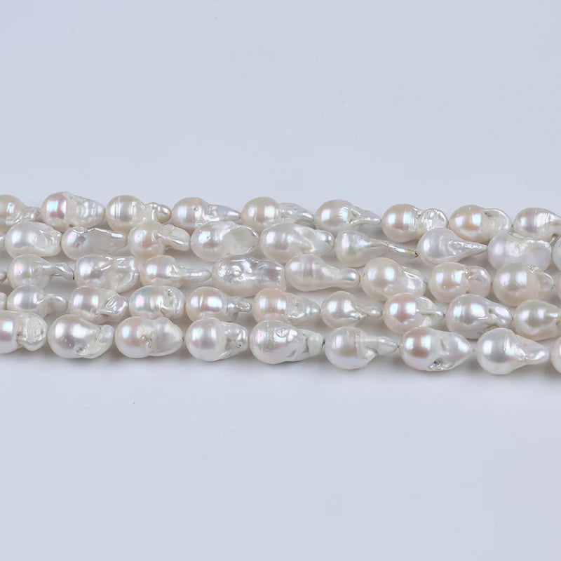 11-14mm C-AAA GRADE Natural BIG Baroque Loose White Pearl Strand