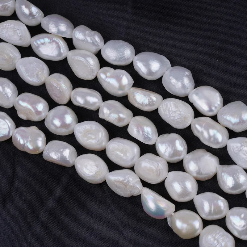 9-10mm AAAAA-B Grade Wholesale Natural White Freshwater Baroque Loose Pearls Strand