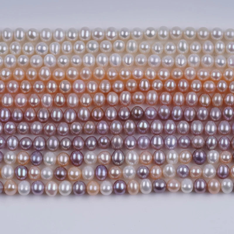 7-8mm AAA Grade White Potato Shape Loose Pearl Freshwater Strand Beads for Jewelry Making