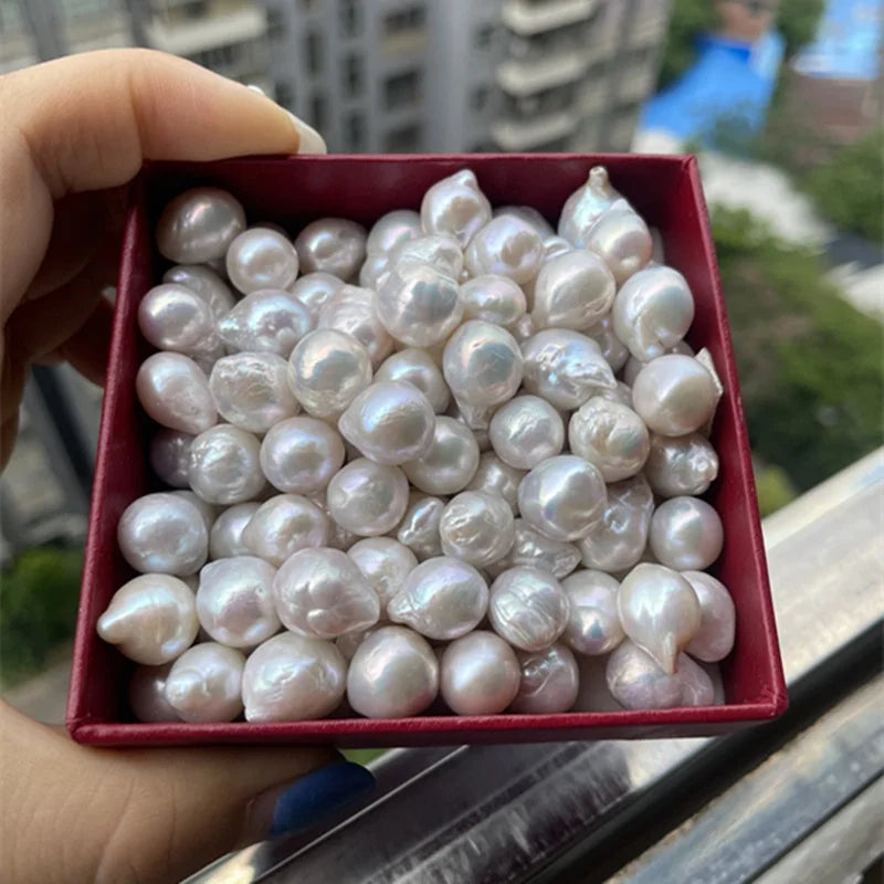 9-10mm Irregular Baroque Pearls No Hole White Color Natural Freshwater Pearls Nucleated Drop Baroque Pearls for Jewelry Making