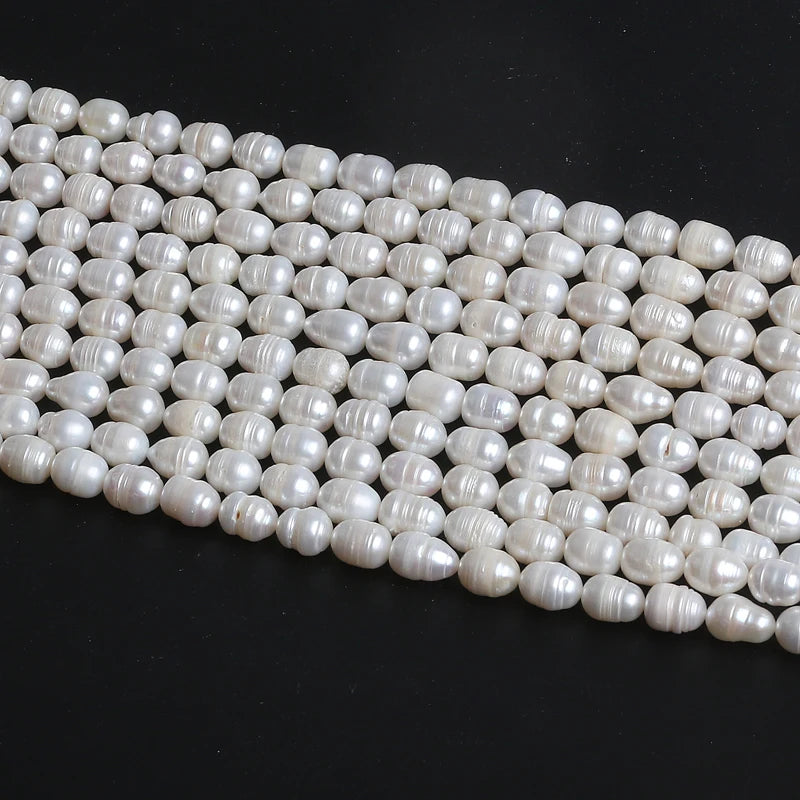 7-10mm B Grade Natural Rice Shape Freshwater Pearl Loose Beads for Jewelry Making