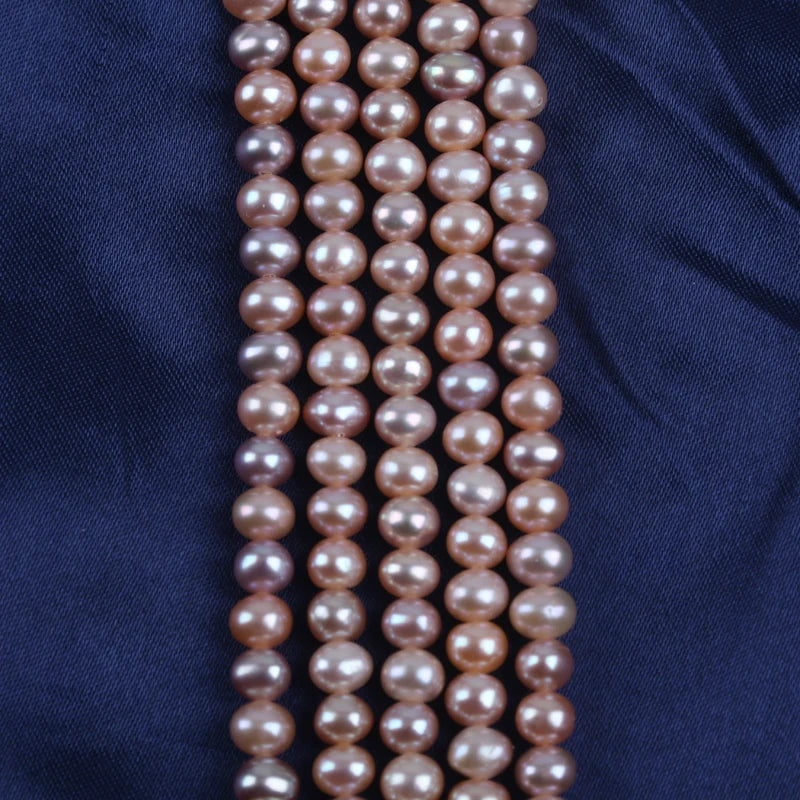 5-5.5mm High Quality Natural Cultured Freshwater Pearl Potato Shape Pearl Strands