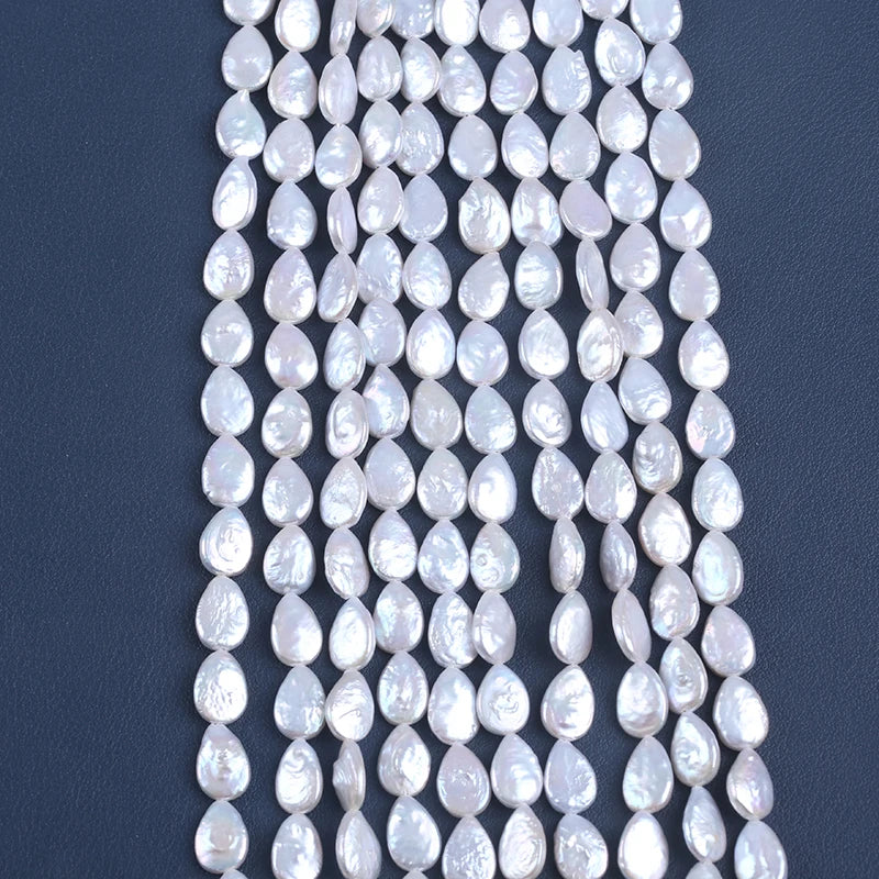 9-10*12-13mm Natural White Wholesale Drop Baroque Coin Freshwater Pearls for Jewelry Making