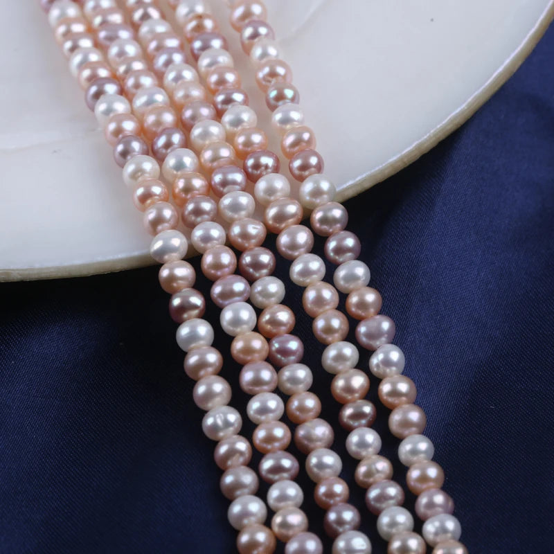 5-5.5mm High Quality Natural Cultured Freshwater Pearl Potato Shape Pearl Strands