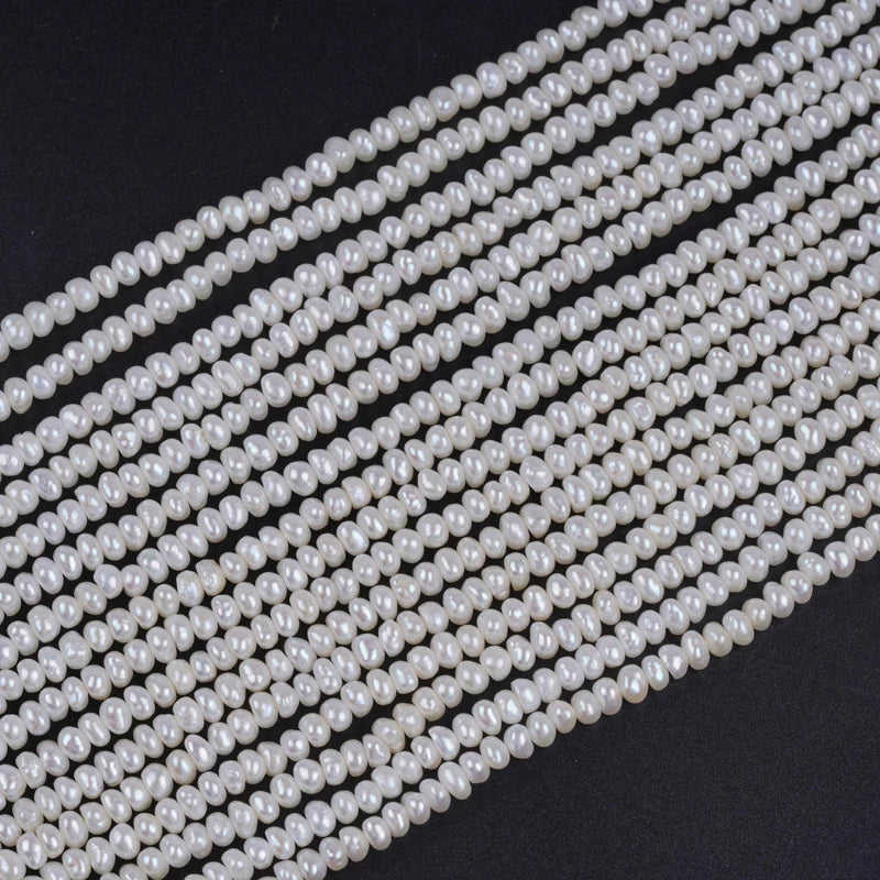 3-4mm B-AAAA Loose White Natural Freshwater Button Beads Pearls for Jewelry Making