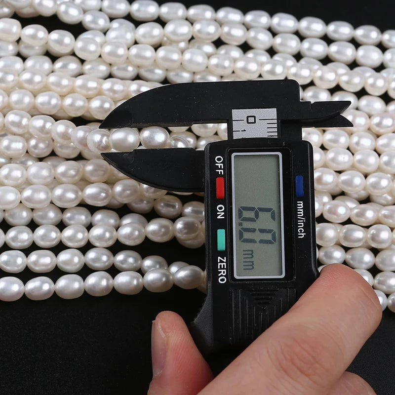 5-6mm Wholesale High Quality White Color Natural Freshwater Rice Shape Pearls Beads Strands