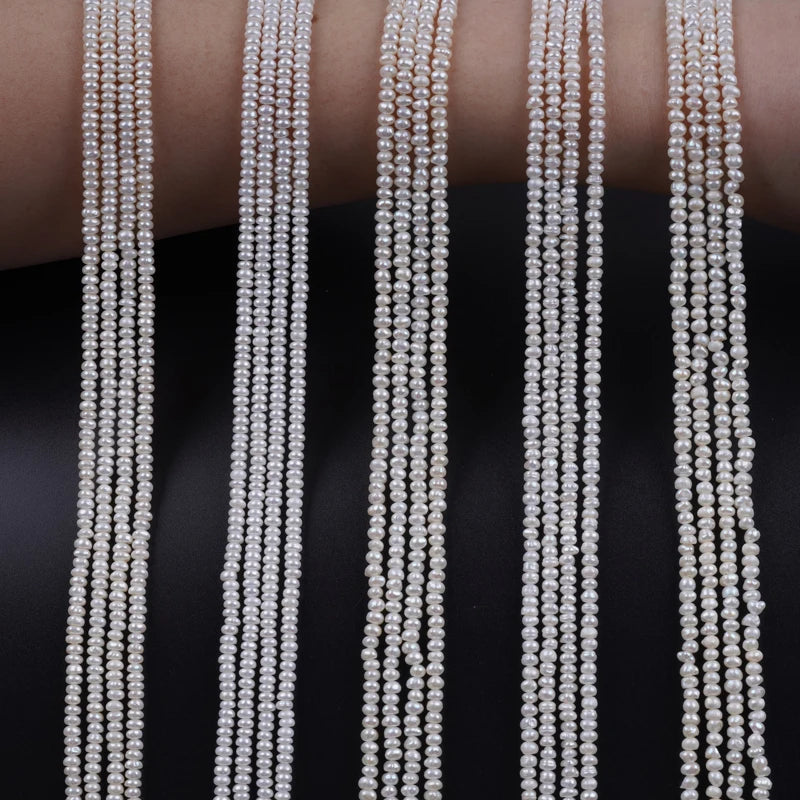 3-4mm B-AAAA Loose White Natural Freshwater Button Beads Pearls for Jewelry Making