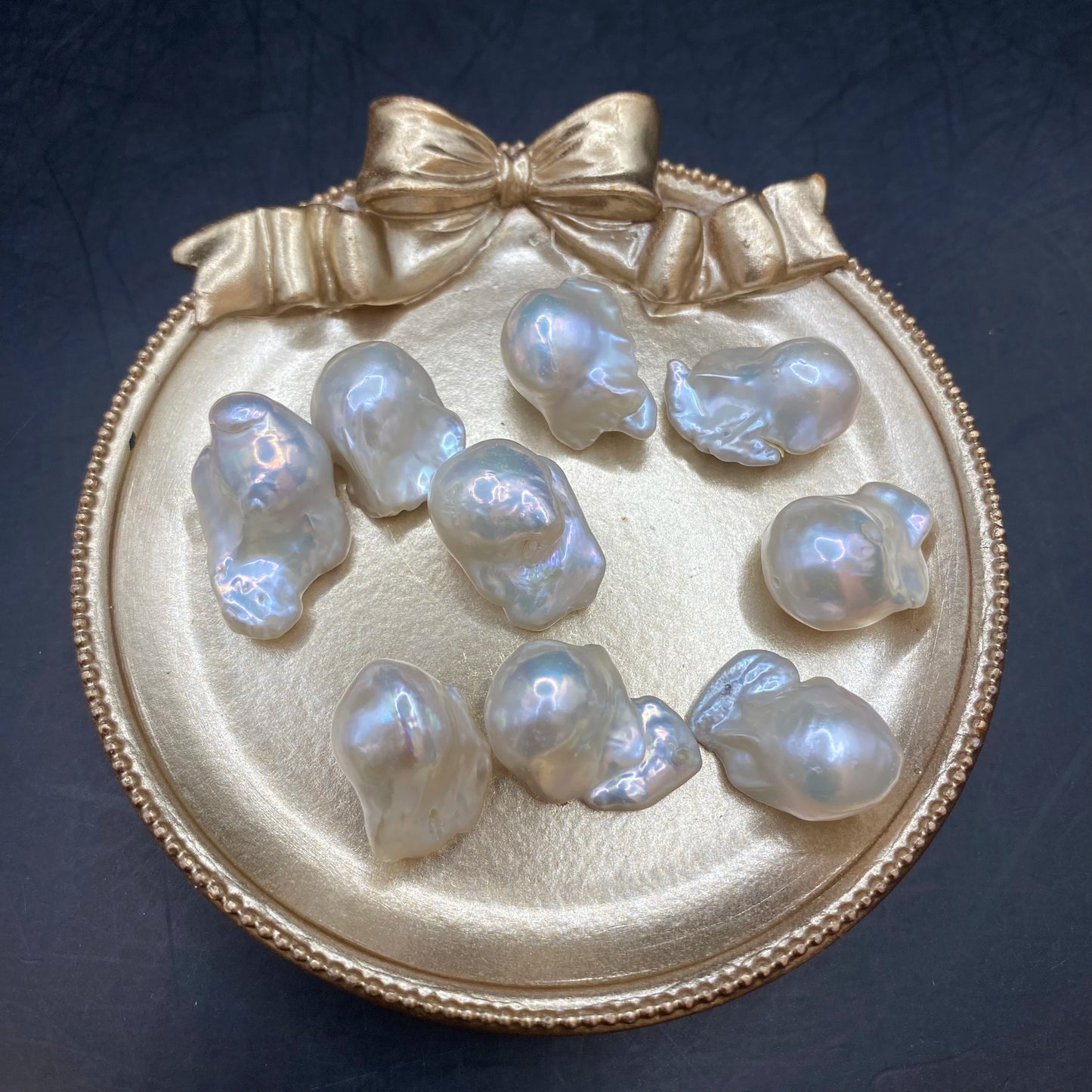 Wholesale 14-15mm Large Baroque White Pearl Loose Natural Freshwater Cultured 3A MoMan's Silver Pearl Rings Jewelry Making