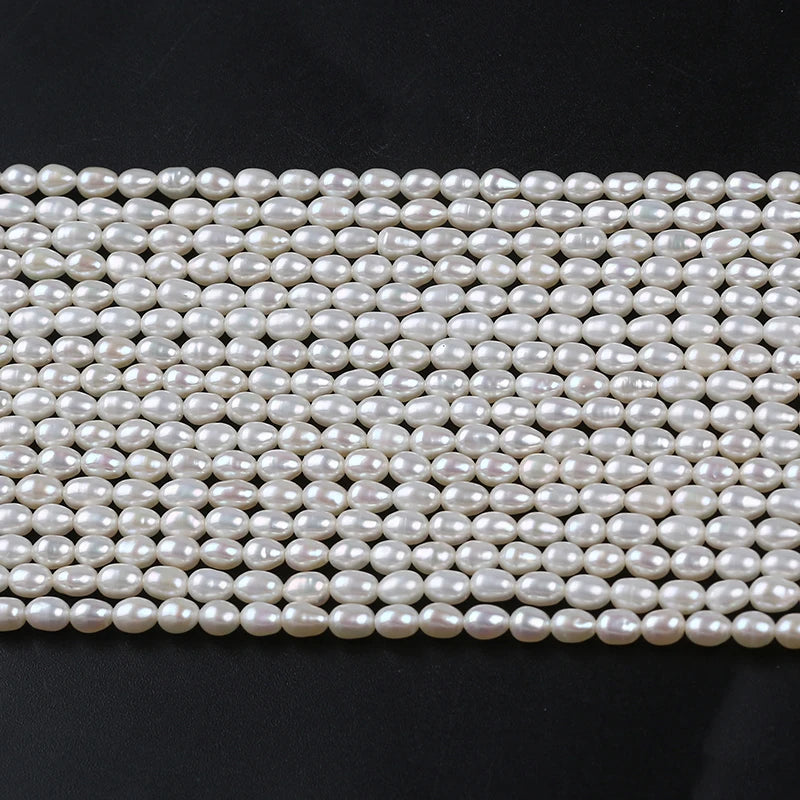 3.5-4mm B-AAAA Wholesale Good Quality Pearls Natural Freshwater White Pearl High Luster Rice Pearl Beads