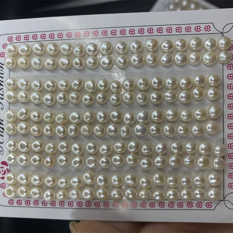Zhuji Large Size 3A Half-Hole Earrings High Quality 10-11mm White 8-9mm Loose Natural Button Freshwater Pearls Black Wholesale