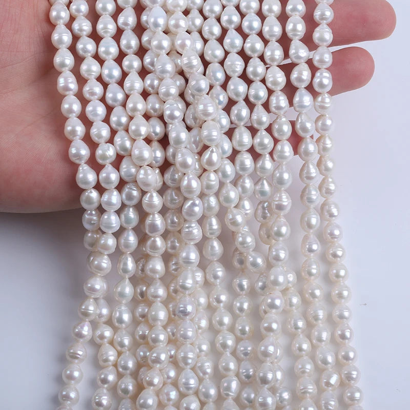 6-7mm Wholesale Natural White AK Rice Freshwater Pearls Beads for Jewelry Making