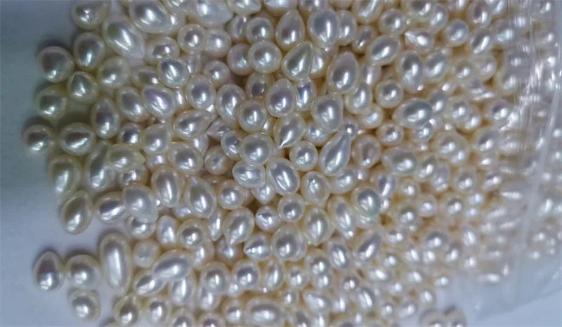 AA Grade White 5-11mm Width Natural Freshwater Rice Pearl Loose Drop Beads for Making Bracelet