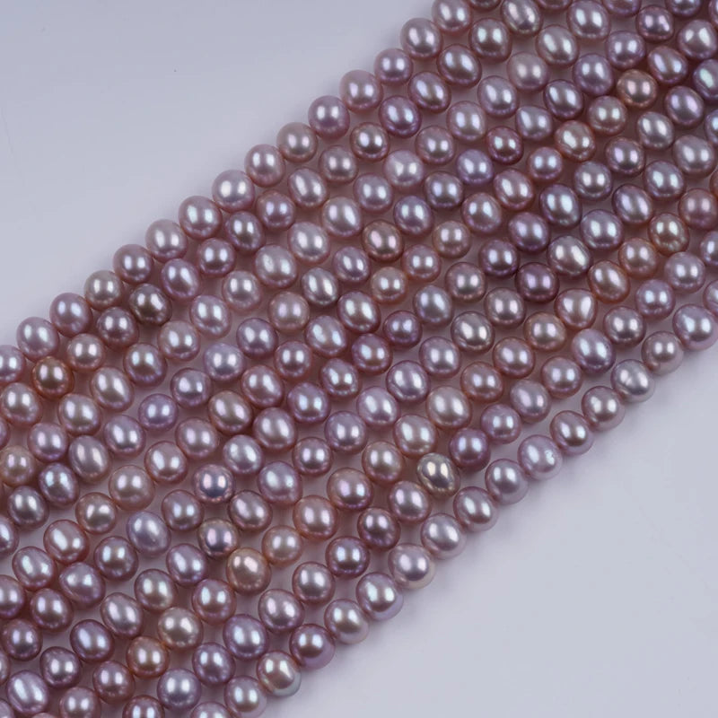 7-8mm AAA Grade White Potato Shape Loose Pearl Freshwater Strand Beads for Jewelry Making