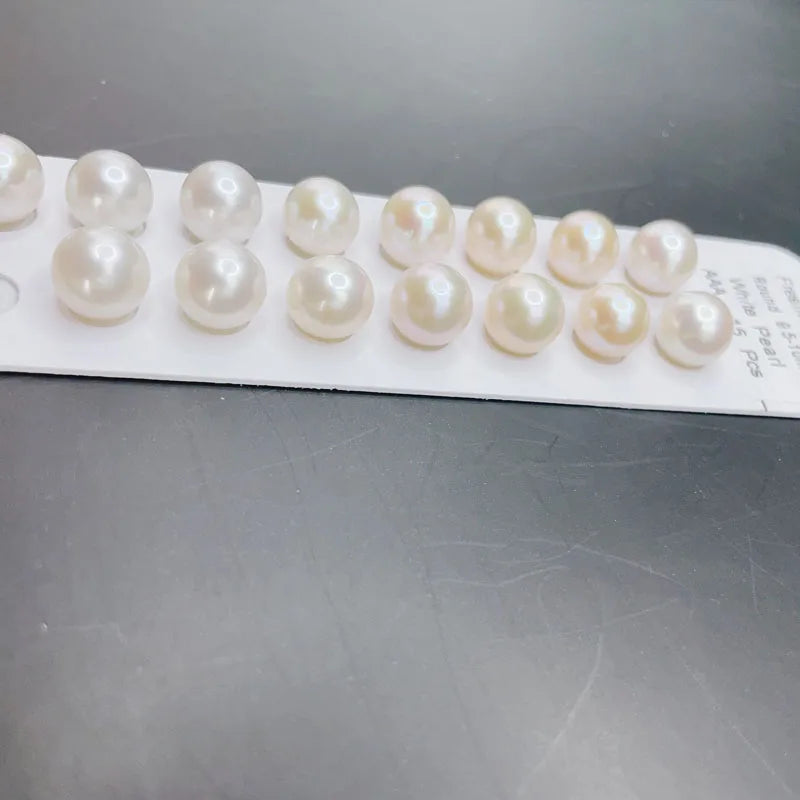 3A 2-11mm Freshwater Pearl Wholesale Round White Loose Half Hole Natural Pearls for Jewelry Making