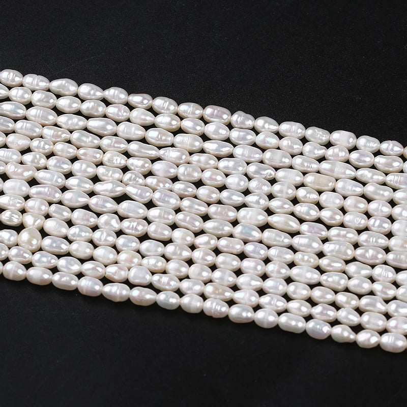 3.5-4mm B-AAAA Wholesale Good Quality Pearls Natural Freshwater White Pearl High Luster Rice Pearl Beads