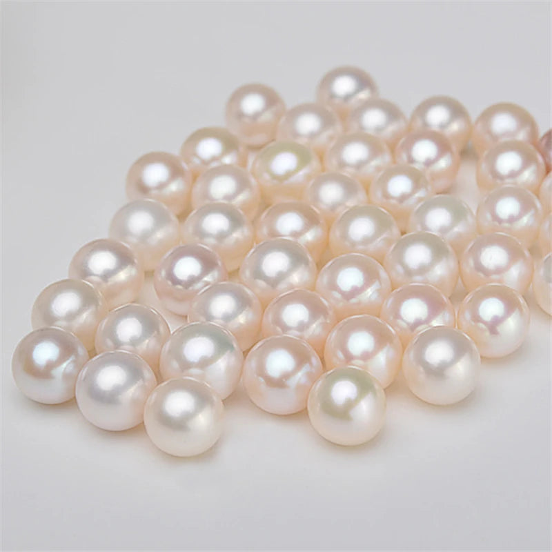 Wholesale Freshwater White Pearl Beads for Jewelry Making 2mm-11mm Natural 3A 4A Half Hole Round Loose Beads 4mm 9mm Diameters