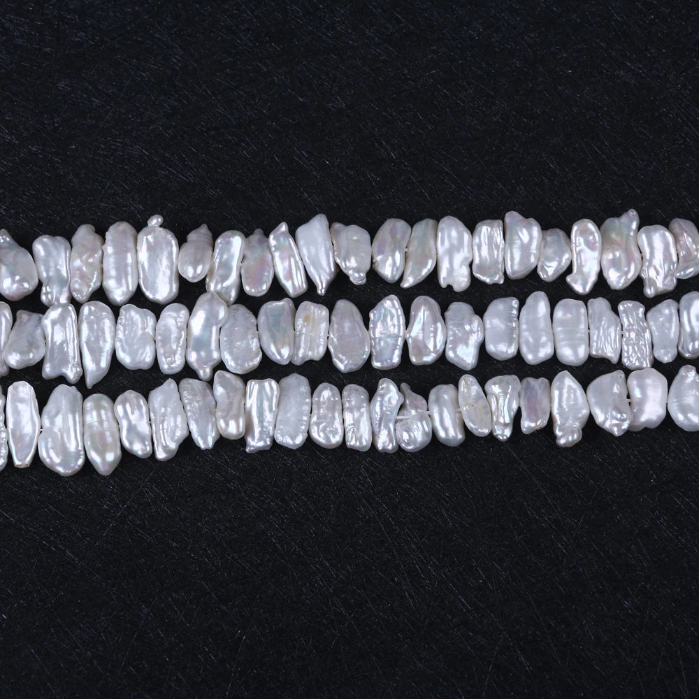 6*19mm Natural White Side-drilled Keshi Biwa Stick Freshwater Pearls