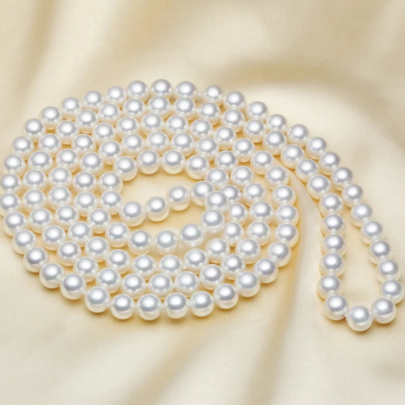 10mm 47 Inch Grey Color Long Pearl Sea Shell Necklace