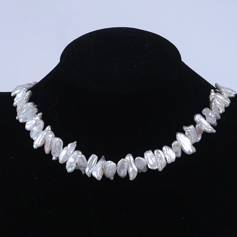 6*19mm Natural White Side-drilled Keshi Biwa Stick Freshwater Pearls