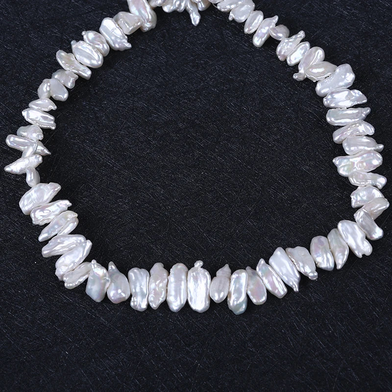 6*19mm Natural White Side-drilled Keshi Biwa Stick Freshwater Pearls