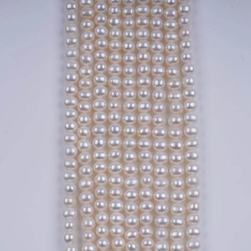 7-8mm AAA Grade White Potato Shape Loose Pearl Freshwater Strand Beads for Jewelry Making