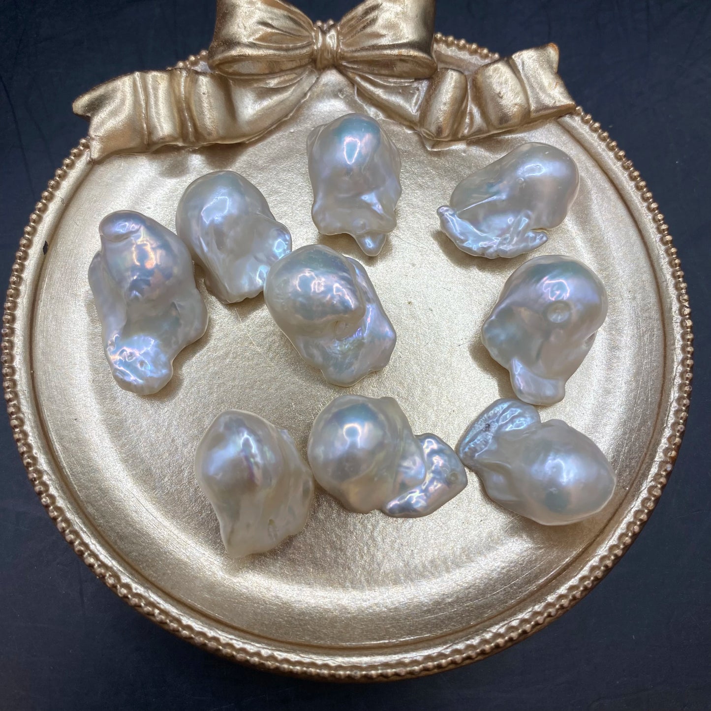 Wholesale 14-15mm Large Baroque White Pearl Loose Natural Freshwater Cultured 3A MoMan's Silver Pearl Rings Jewelry Making