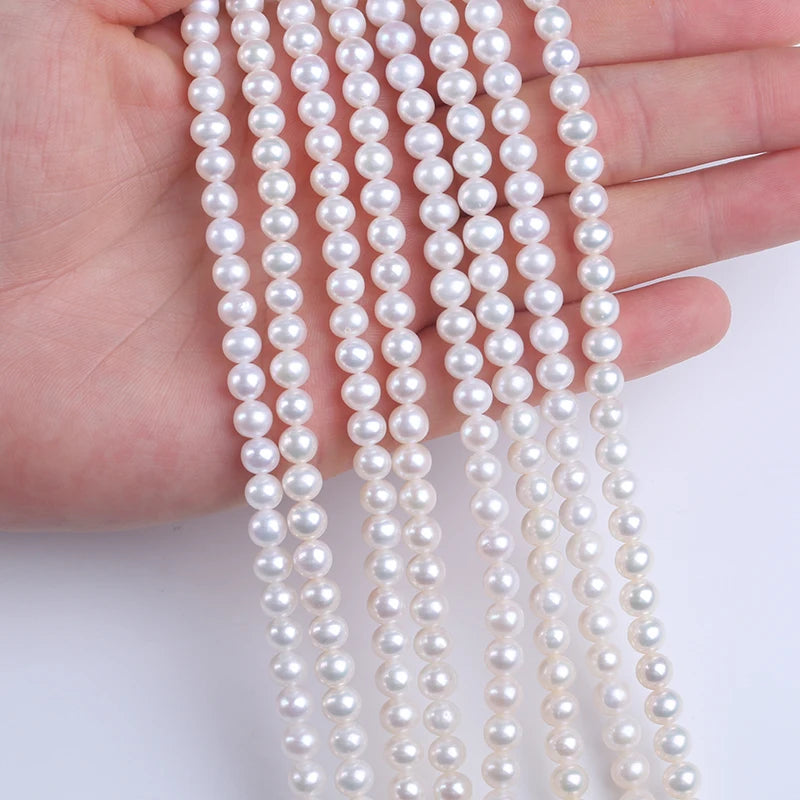 16inch 5.5-7mm AAA Grade White Round Shape Natural Freshwater Pearl Beads for Jewelry Making