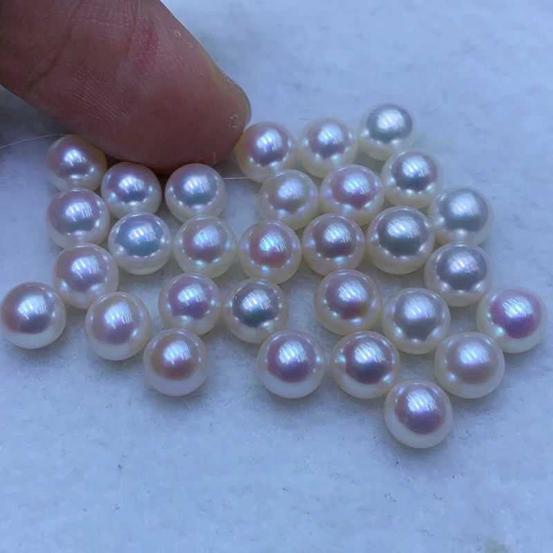 Freshwater Akoya Pearl White Round 3AHalf Hole Small Size High Quality Ring Earring Pendant DIY Jewelry Accessories