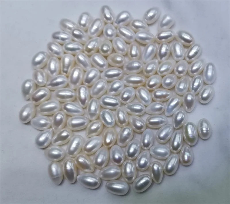 AA Grade White 5-11mm Width Natural Freshwater Rice Pearl Loose Drop Beads for Making Bracelet