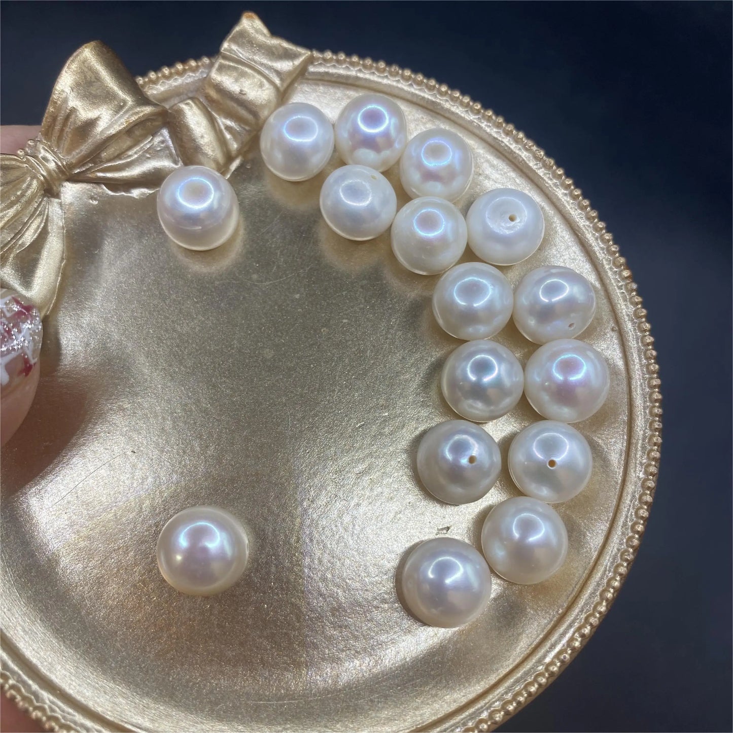 Freshwater Pearls for Earring Jewelry Making Half-Drilled Loose Flat Back Freshwater Pearls Buttons