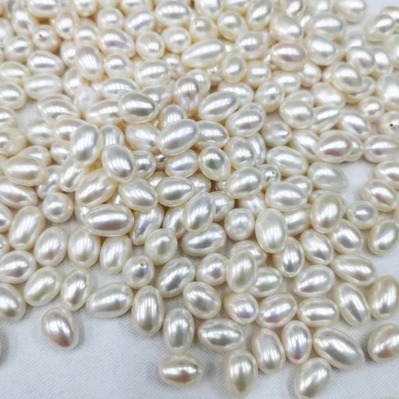 Wholesale Price Loose Pearl 3A Quality Natural Freshwater Drop Pearl for Jewelry Making Rice Pearl High Luster Drilled Hole