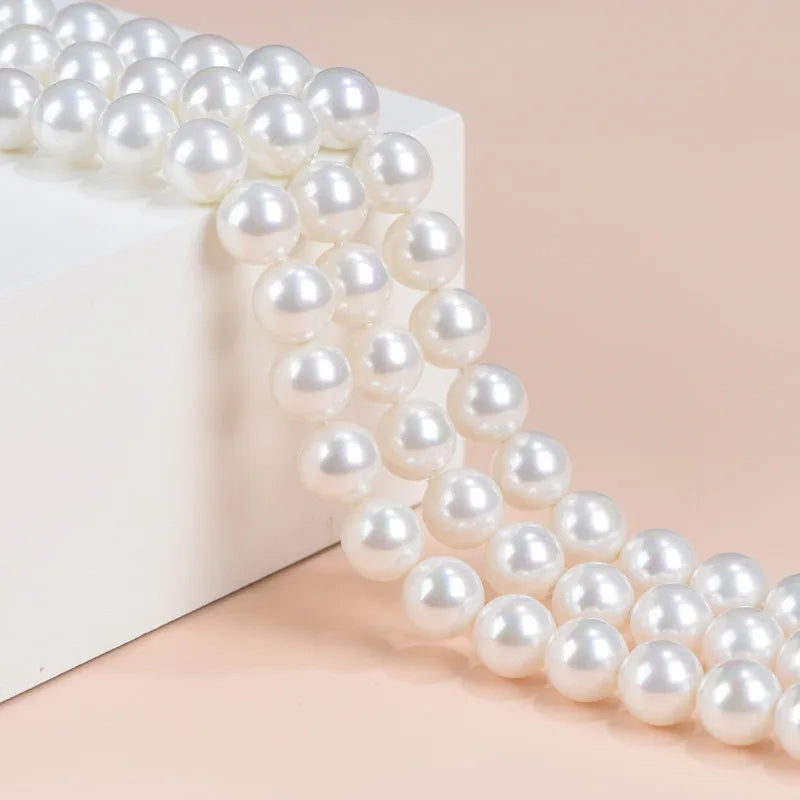 High quality 5A 9-10mm white nearly round freshwater cultured pearls high grade DIY beaded jewelry making loose pearls