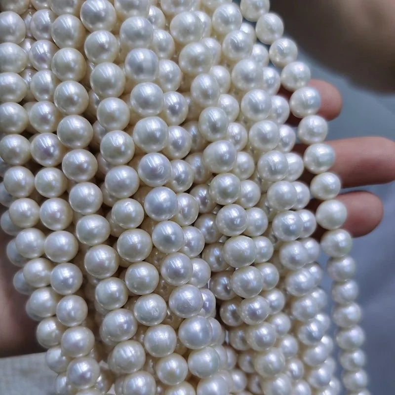 Wholesale 8-9mm White Round Freshwater Cultured Pearl Necklace Natural Loose Pearl Jewelry