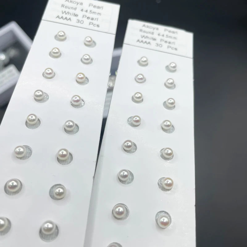 Wholesale Hot-selling Round Pearls 3mm 4mm 5mm Loose Half Hole White Natural Freshwater Pearls