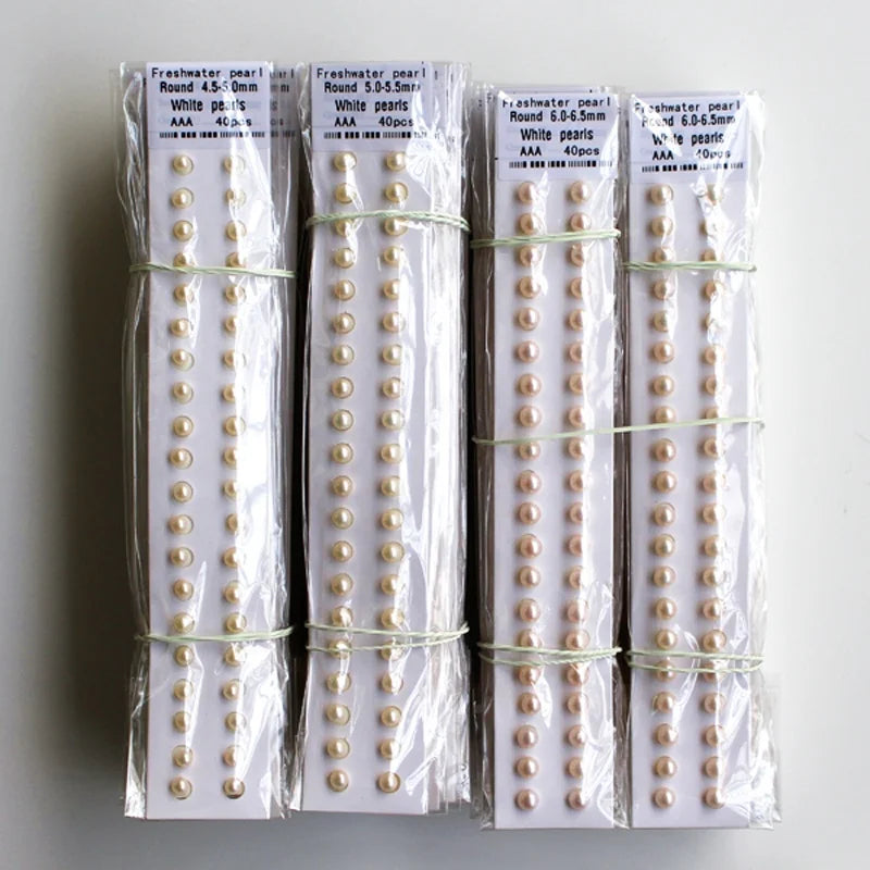 Wholesale Perfect Pearls 5mm 6mm 7mm White Round Half Hole Natural Freshwater Pearl for Jewelry