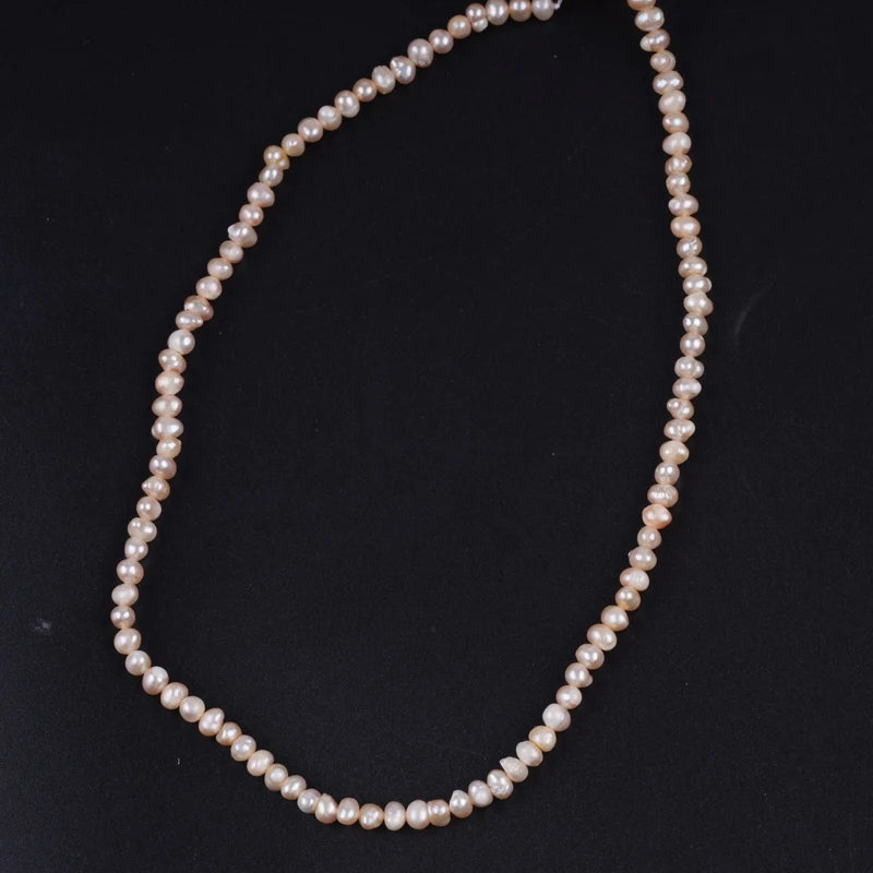 3-4mm Wholesale Real Natural pink Color Loose Potato Freshwater Pearl String