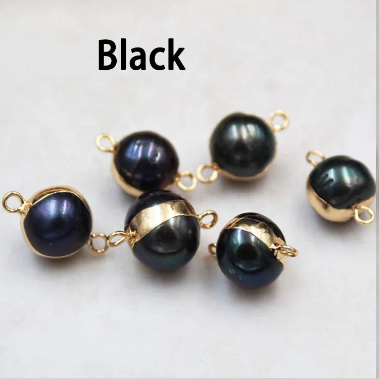 Metal Edging Natural Pearl Accessories 3A High Quality 3mm-10mm Size Irregular Shape Double Hole Pendant Jewelry Accessories