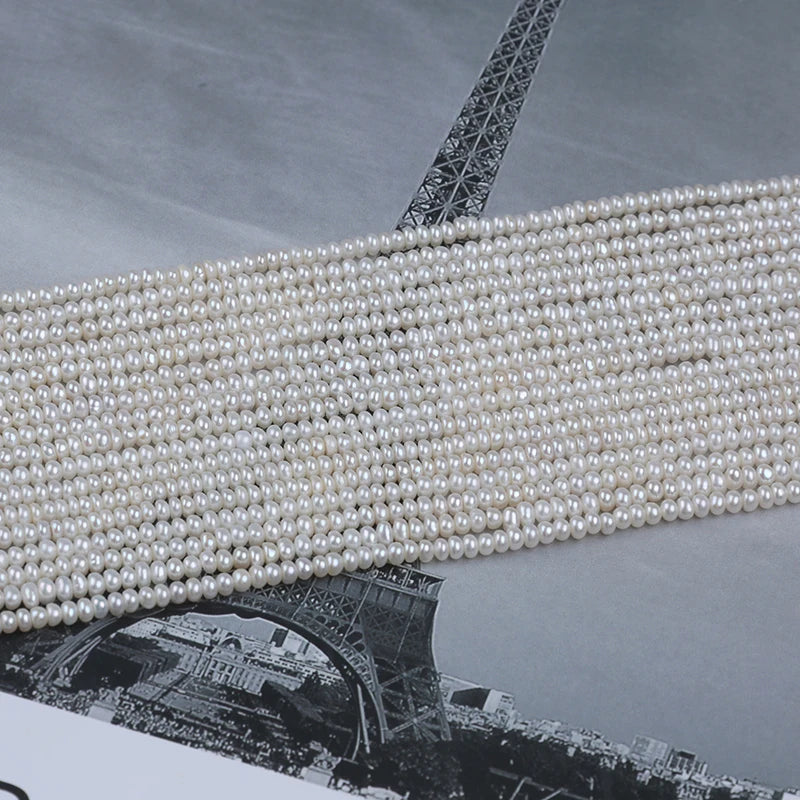 3-4mm B-AAAA Loose White Natural Freshwater Button Beads Pearls for Jewelry Making