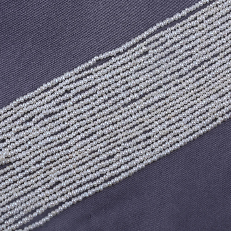 1.8-2mm White Potato Shape Natural Freshwater Pearl Beads for Jewelry Making