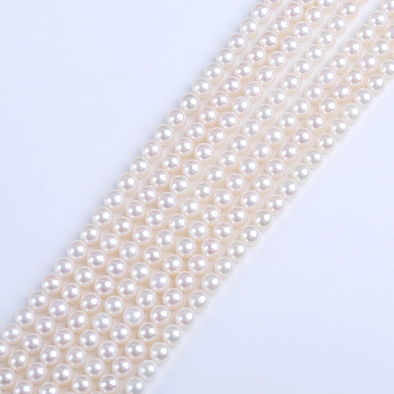 16inch 5.5-7mm AAA Grade White Round Shape Natural Freshwater Pearl Beads for Jewelry Making