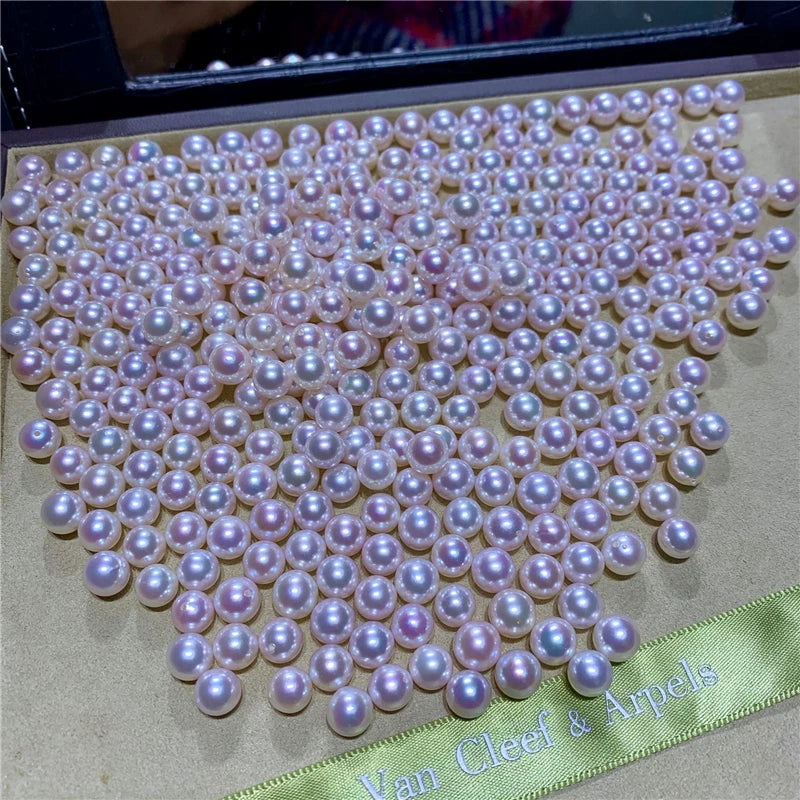 DIY Jewelry Pearl High Luster 3.5-4mm Round Freshwater Cultured Natural White Loose Pearl