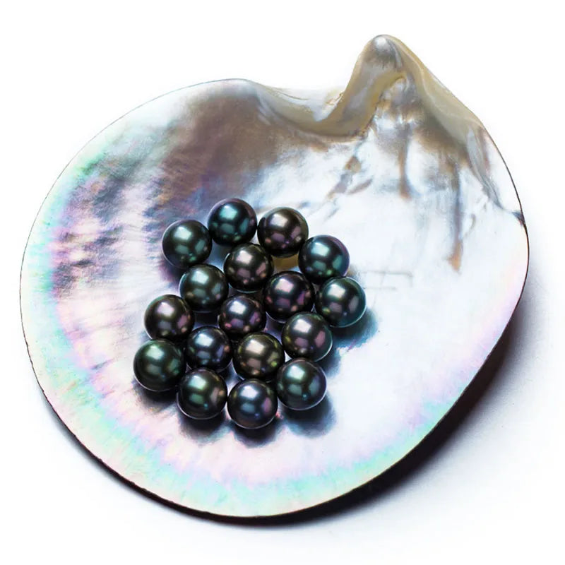 High Quality 9-10mm Dark Golden Peacock Black Color Loose Tahitian Pearls Round Shape Natural Seawater Pearls