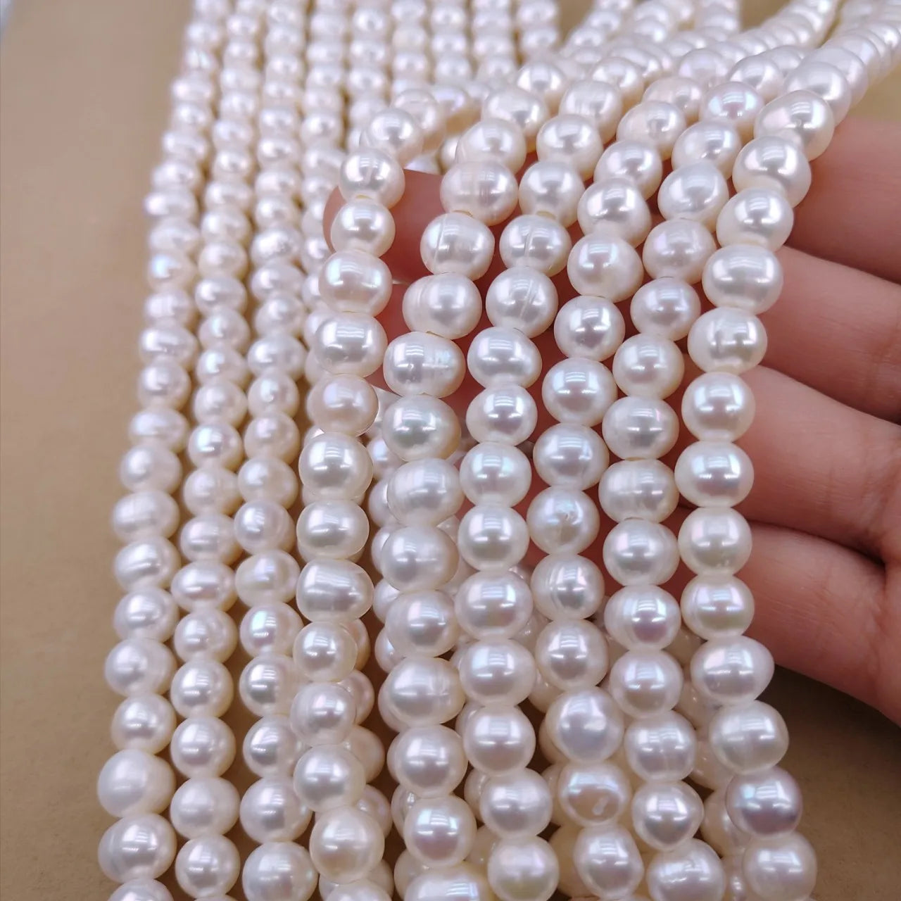 High quality 5A 9-10mm white nearly round freshwater cultured pearls high grade DIY beaded jewelry making loose pearls